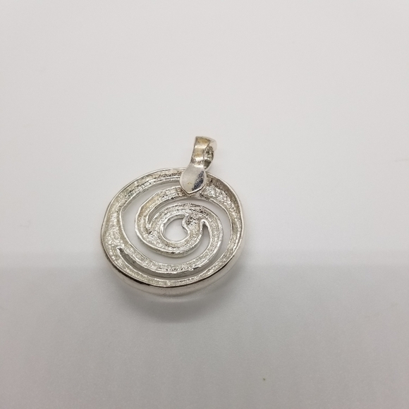 large silver tone metal swirl enhancer pendant - Picture 2 of 5